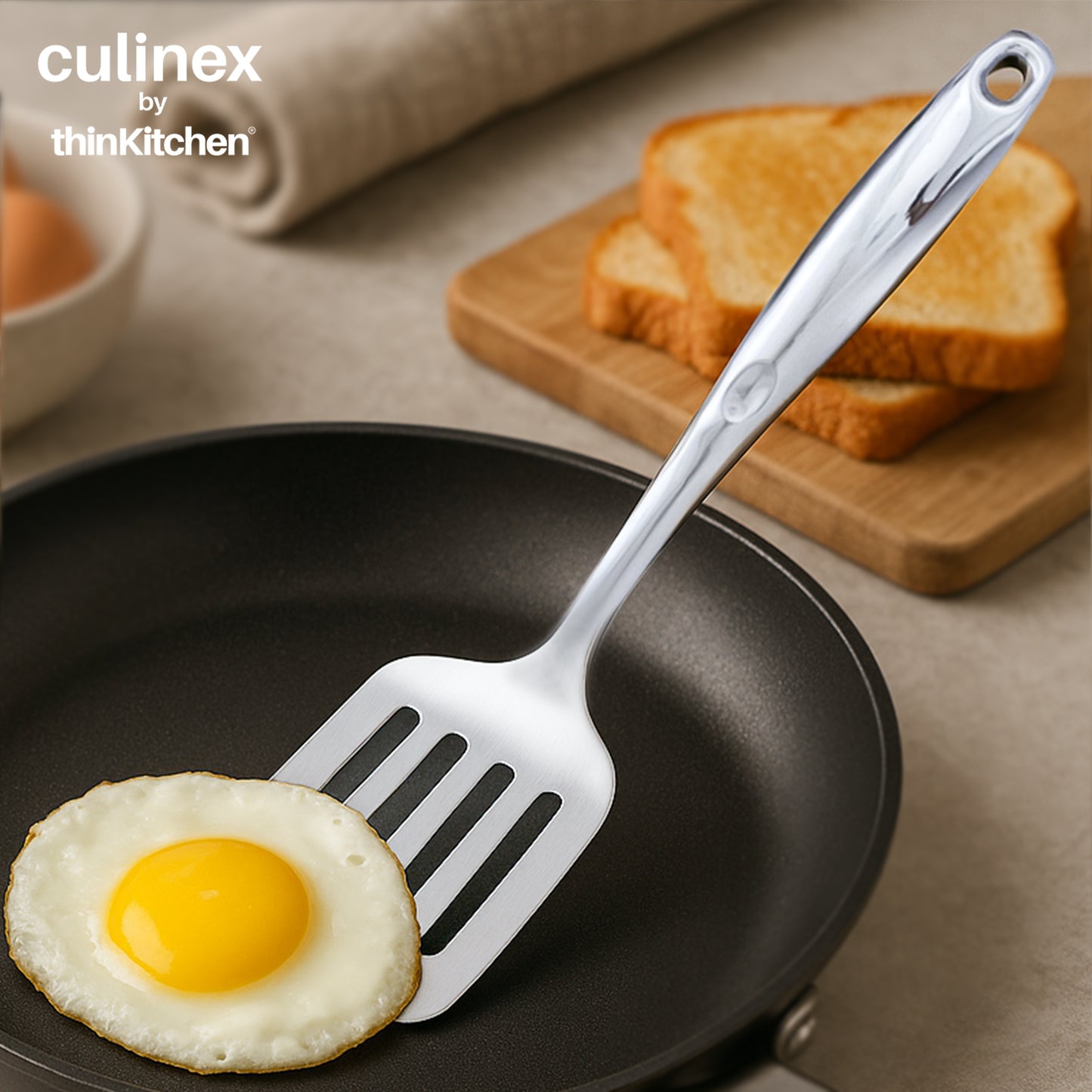 Culinex by thinKitchen| Harmony 18/8 Stainless Steel Hollow Handle Slotted Turner,