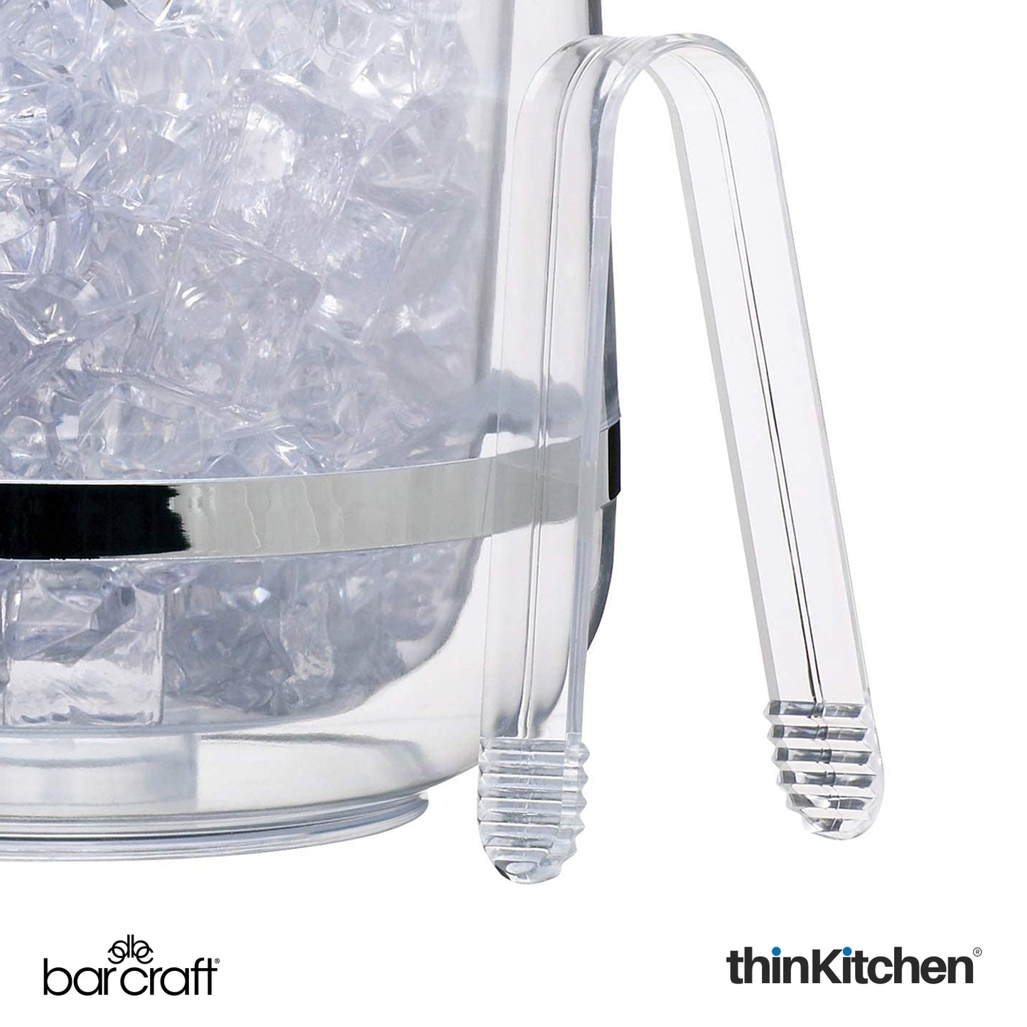 Barcraft Acrylic Double Walled Insulated Ice Bucket With Lid And Tongs