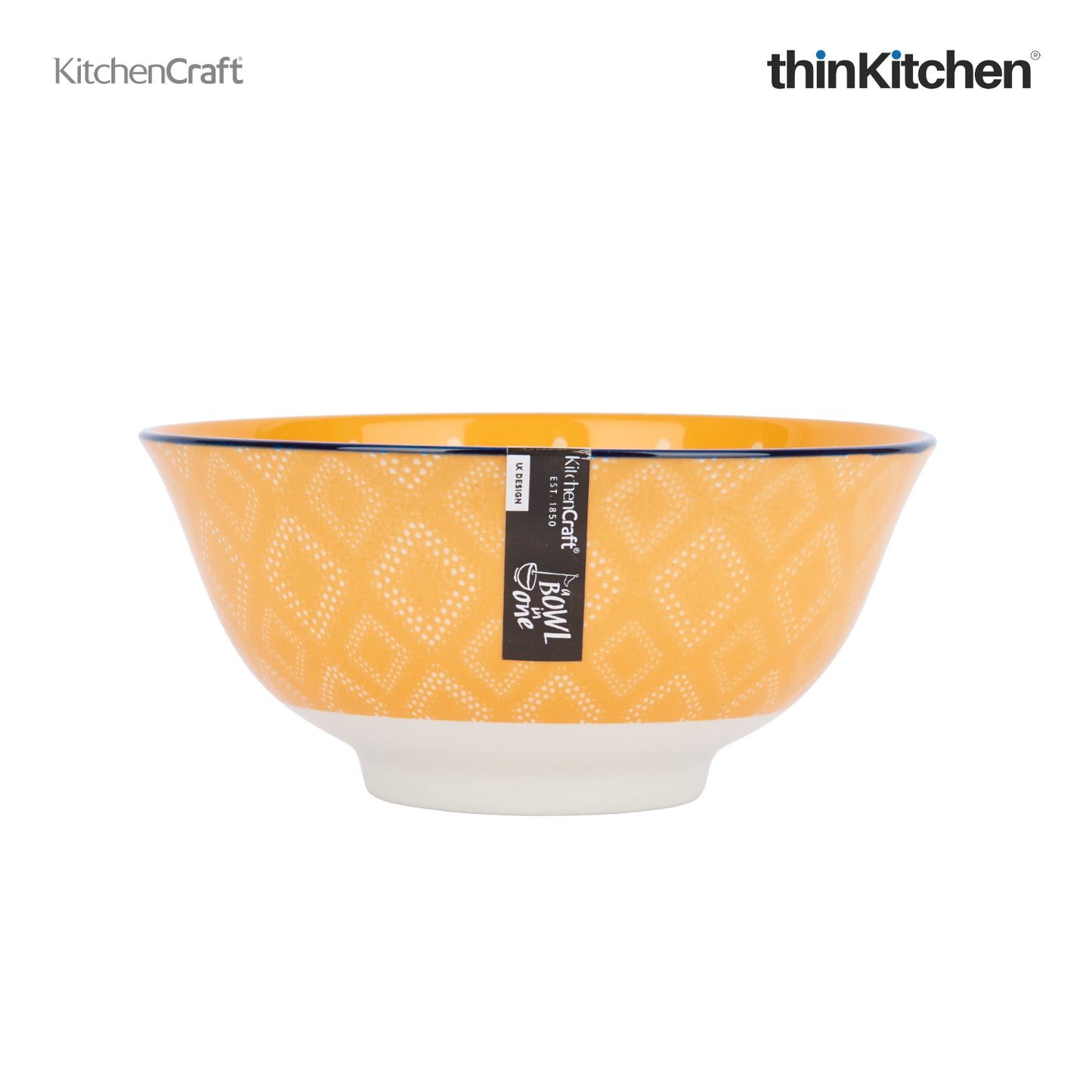 Kitchencraft Glazed Stoneware Orange Spot Floral Bowl