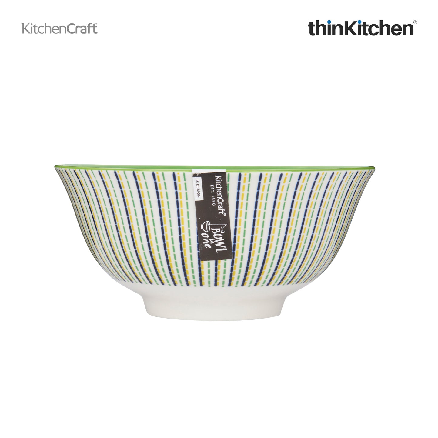 Kitchencraft Glazed Stoneware Moroccan Style Lime Hues Bowl