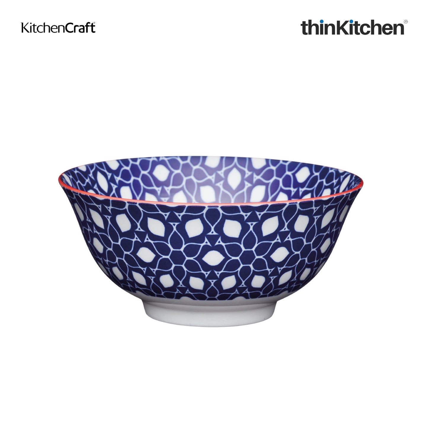 Kitchencraft Blue Floral Geometric Print Ceramic Bowl