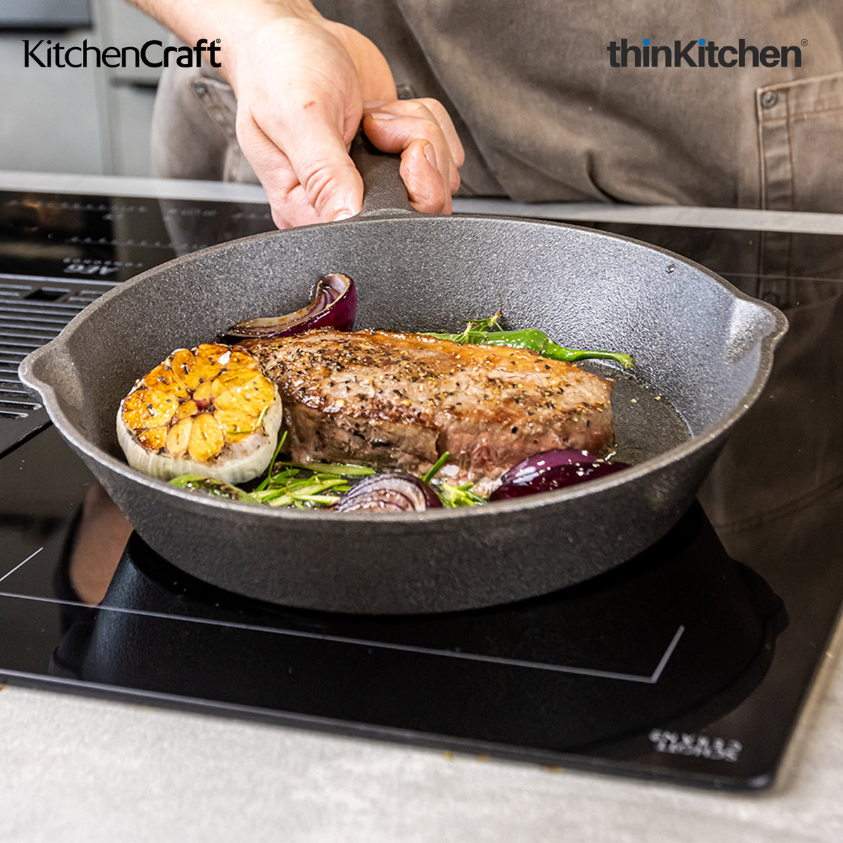 KitchenCraft Deluxe Grill Pan, 24cm thinKitchen