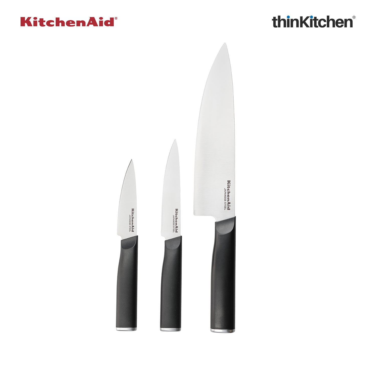 KitchenAid Classic 3-Piece Sharp Japanese Knife Set with Blade Covers – Chef, Utility & Paring Knives - 2