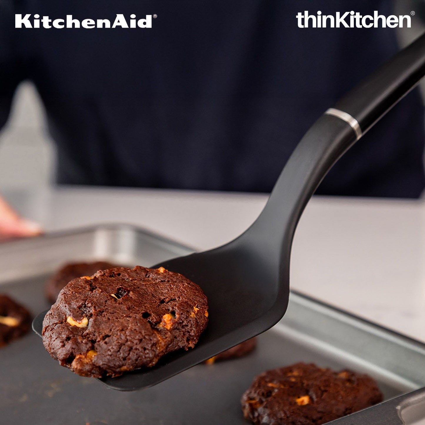 KitchenAid Solid Turner, Matte Black, Heat Resistant Cooking Utensil, Non-Stick Safe with Durable Handle, 34cm