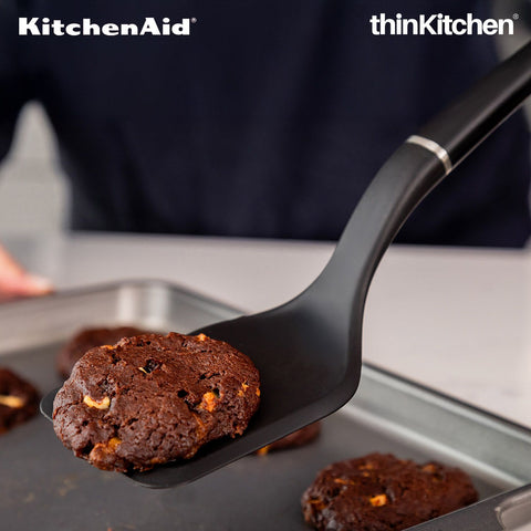 KitchenAid Solid Turner, Matte Black, Heat Resistant Cooking Utensil, Non-Stick Safe with Durable Handle, 34cm
