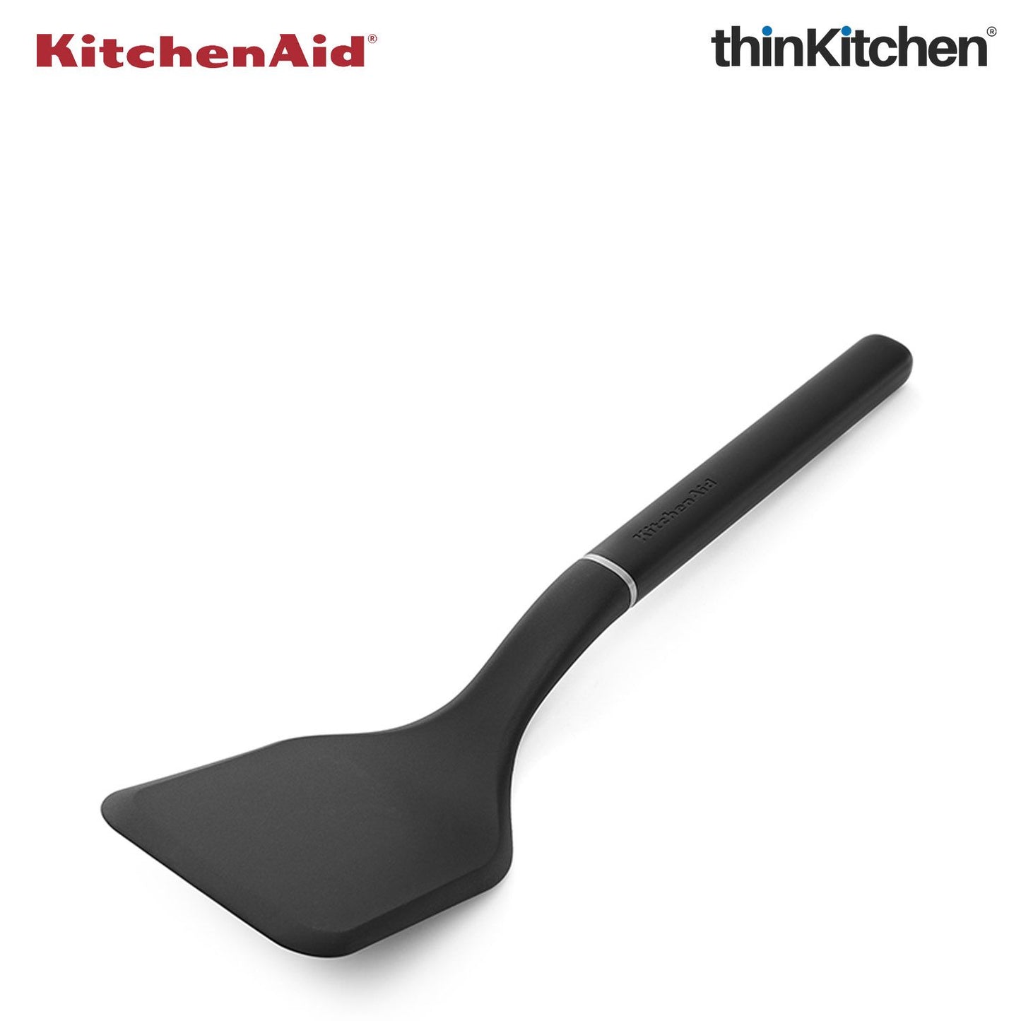 KitchenAid Solid Turner, Matte Black, Heat Resistant Cooking Utensil, Non-Stick Safe with Durable Handle, 34cm