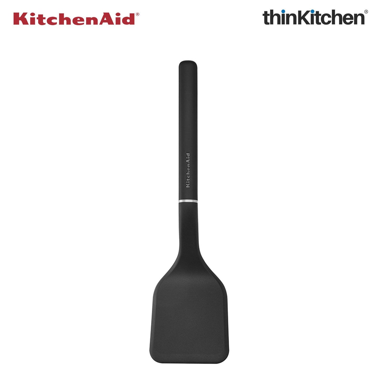KitchenAid Solid Turner, Matte Black, Heat Resistant Cooking Utensil, Non-Stick Safe with Durable Handle, 34cm