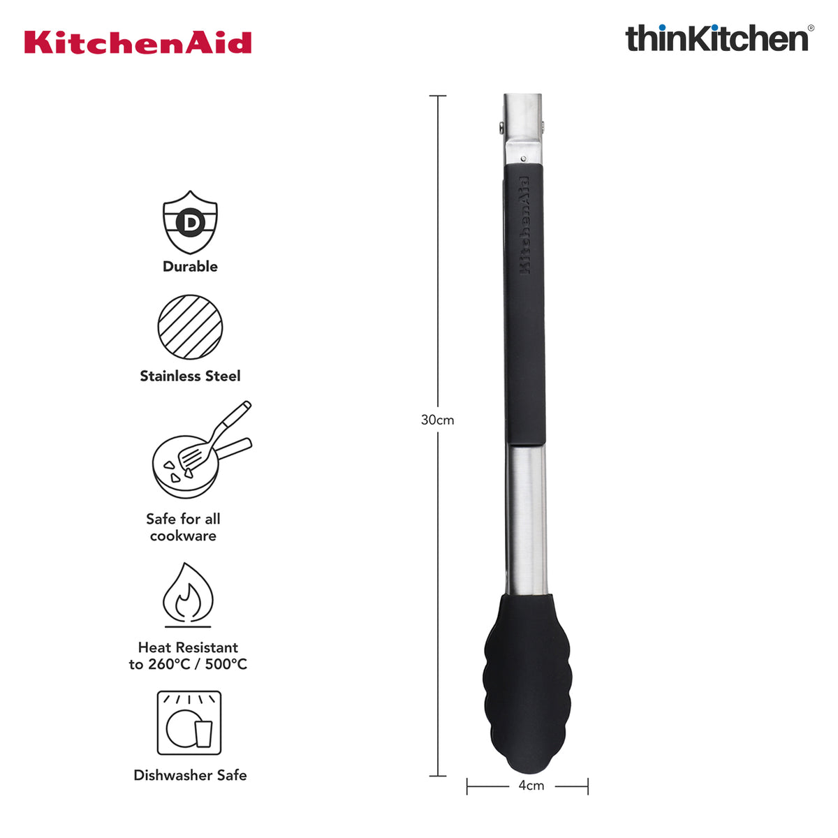 KitchenAid Silicone-Tipped Tongs, 30cm