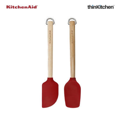 Kitchenaid 2pc Mini Birchwood Spatulas Set Empire Red
