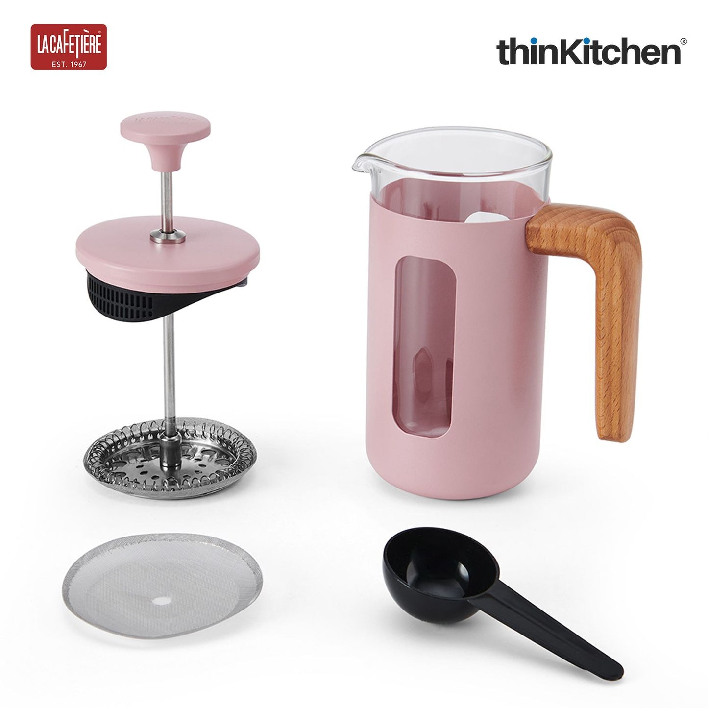 La Cafetiere La Cafeti�re - Pisa La Cafeti�re Pisa Stainless Steel Cafeti�re, Three Cup, Pink, Gift Boxed