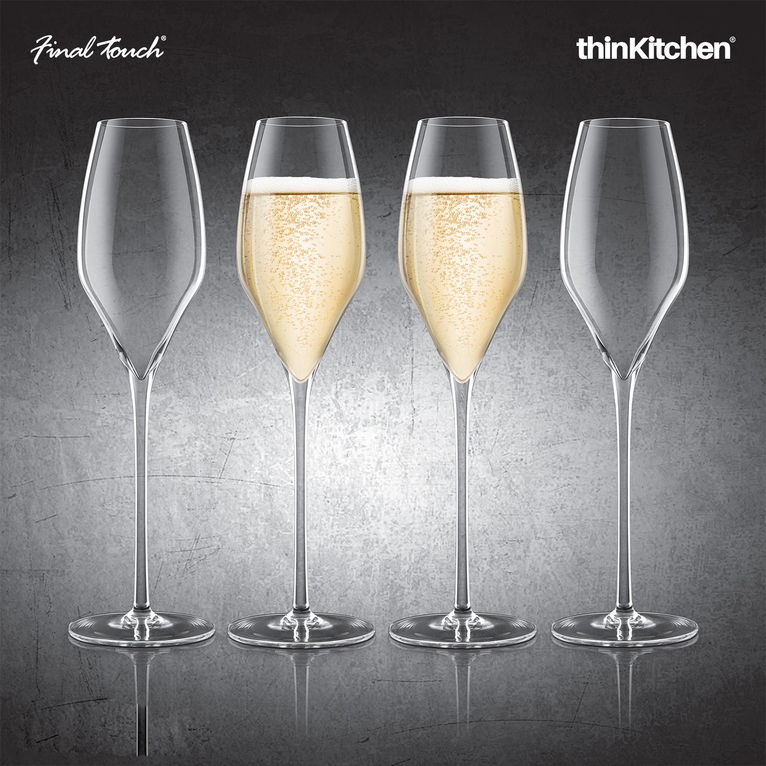 Final Touch Champagne Lead Free Crystal Glasses Set Of 4 - 1