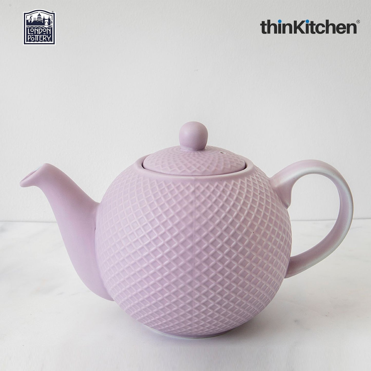 London Pottery London Pottery - Globe London Pottery Ceramic Globe 900Ml Textured Teapot, Lavender Honeycomb, Labelled