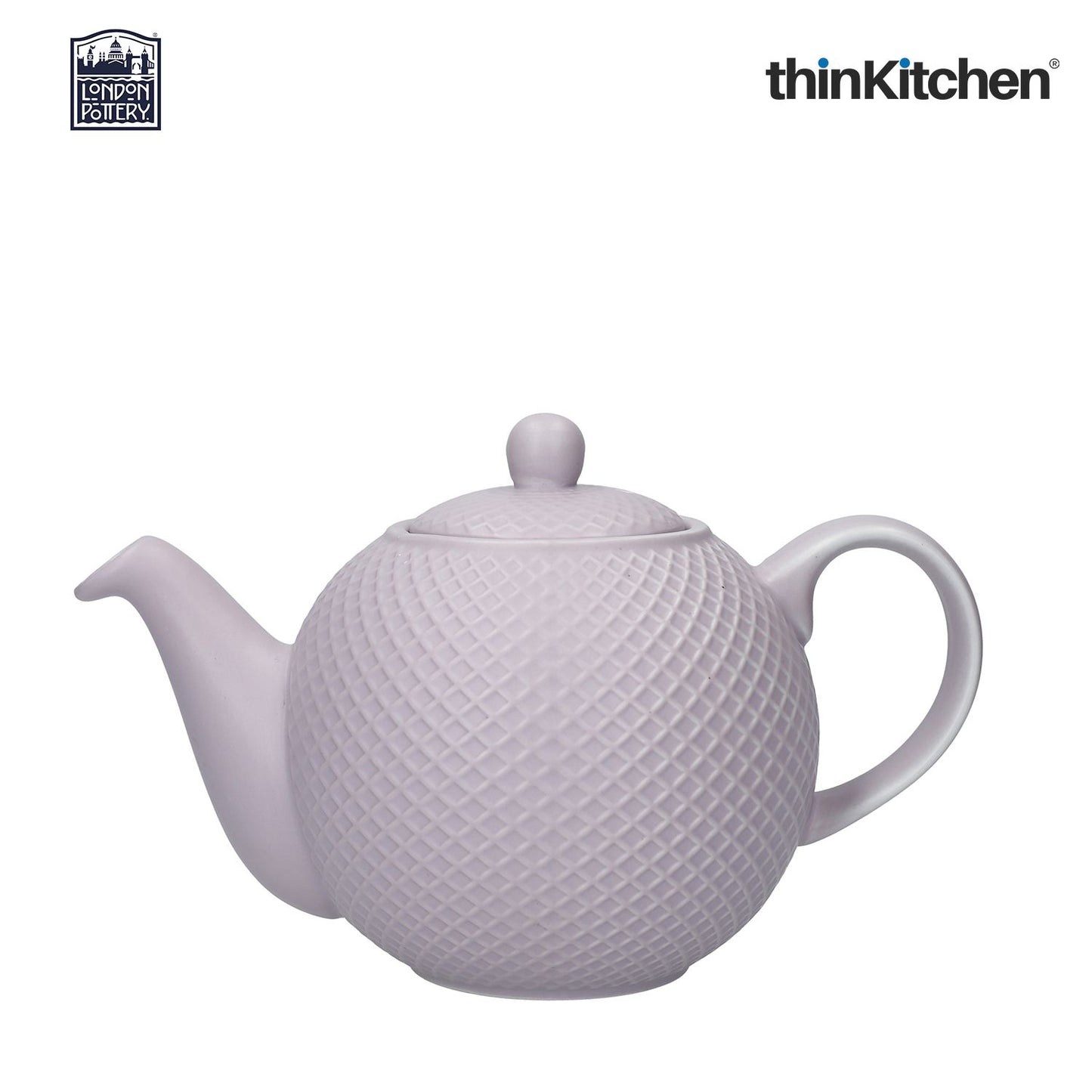 London Pottery London Pottery - Globe London Pottery Ceramic Globe 900Ml Textured Teapot, Lavender Honeycomb, Labelled
