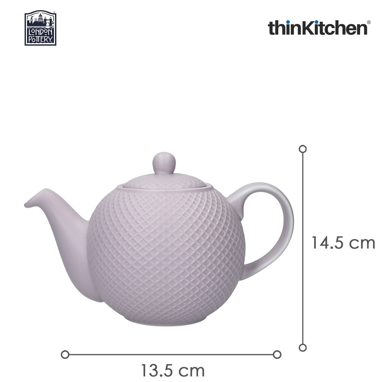 London Pottery London Pottery - Globe London Pottery Ceramic Globe 900Ml Textured Teapot, Lavender Honeycomb, Labelled