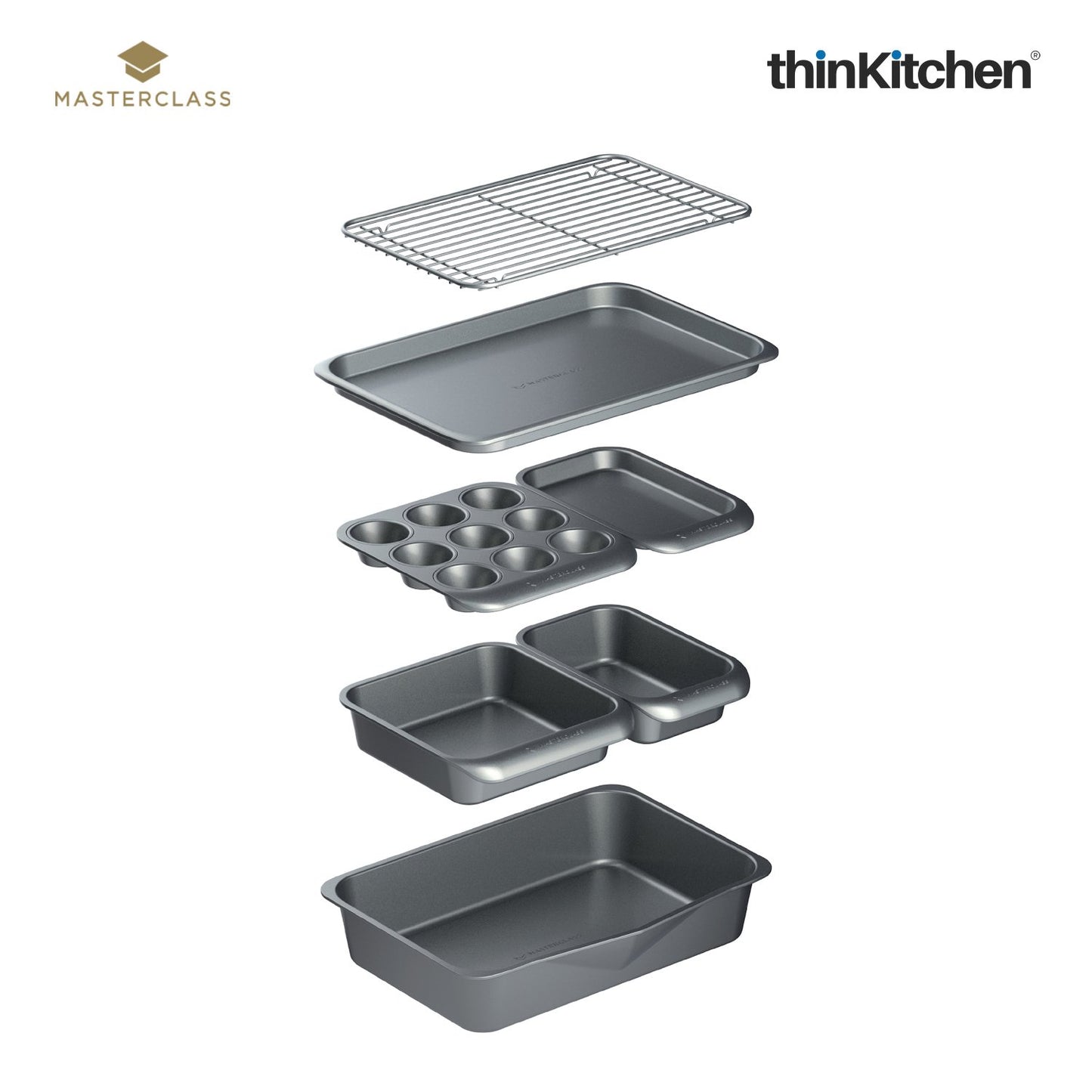 Masterclass Smart Space Stacking 7 Pc Non Stick Baking Roasting Set