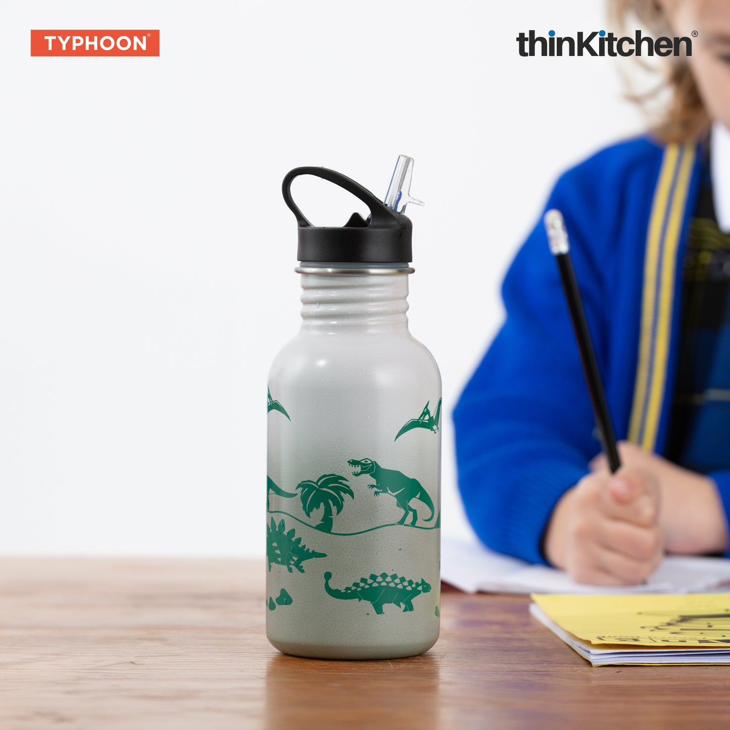 Combo Set of Zoku Bento Kids Lunch Box and Typhoon Pure Color-change Dinosaur Bottle