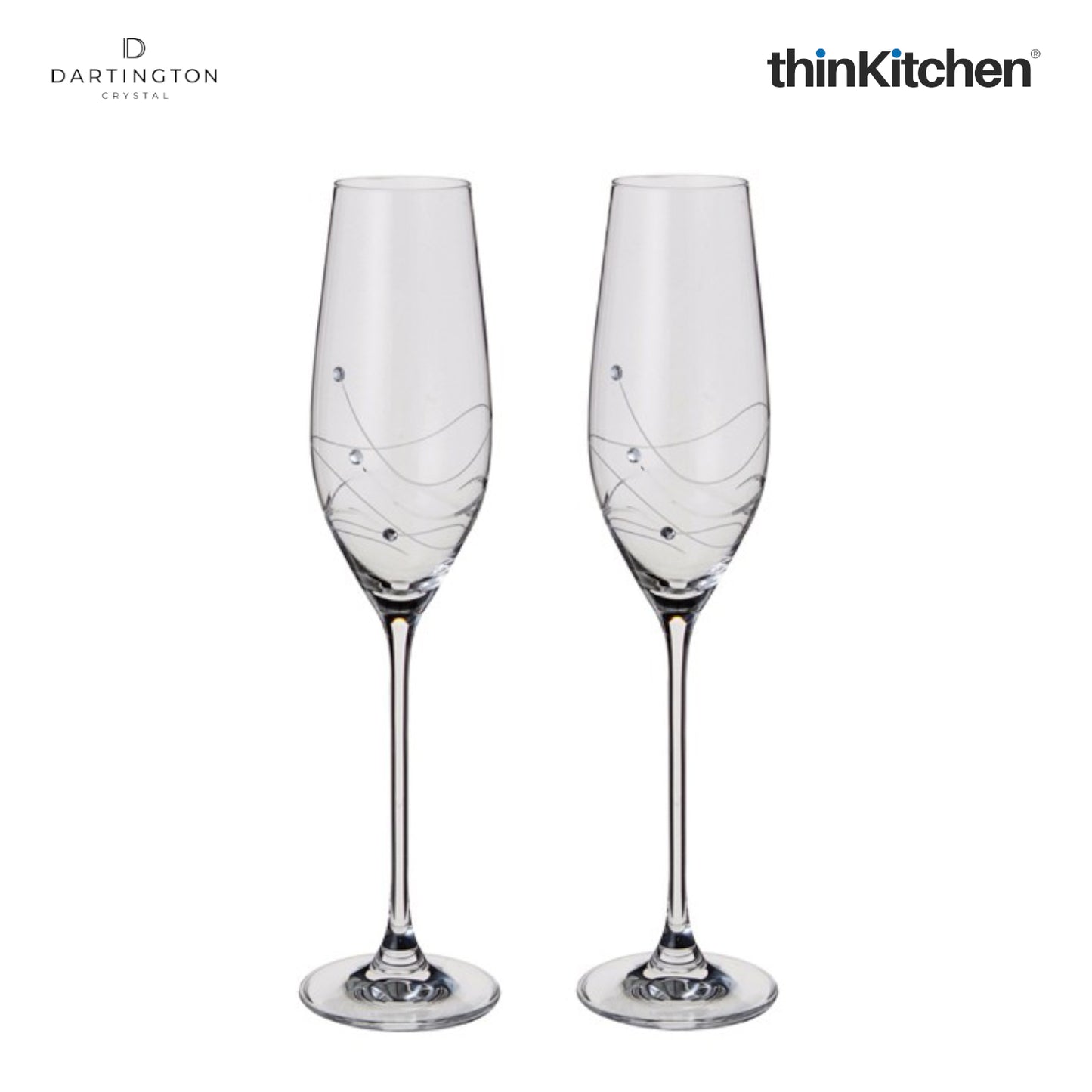 Dartington Crystal Glitz Flute Glass Set Of 2