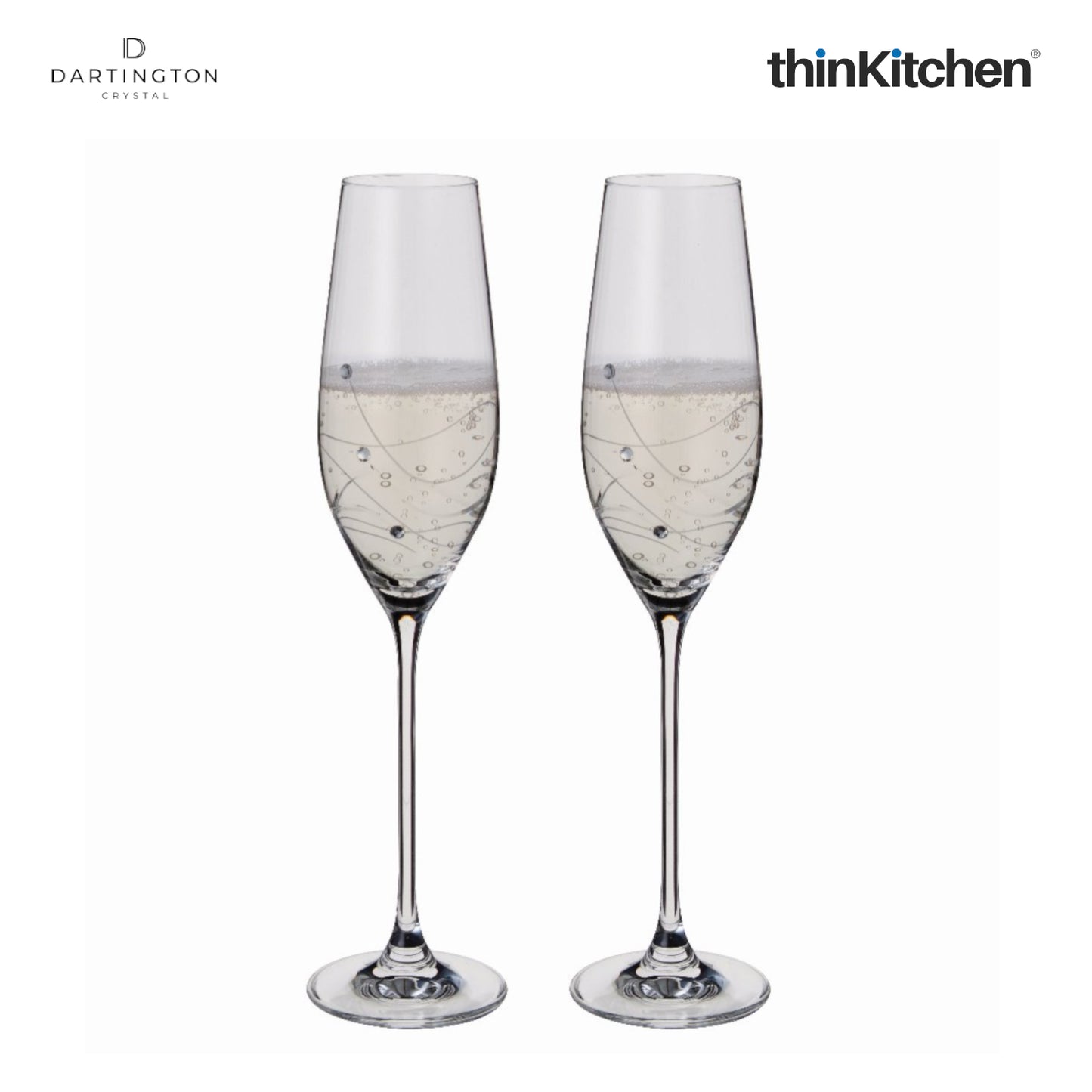 Dartington Crystal Glitz Flute Glass Set Of 2