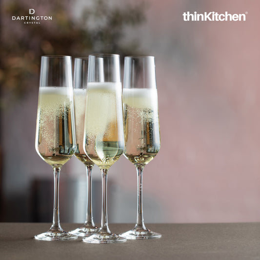 Dartington Set of 4 Cheers Flute Glasses, 200ml each