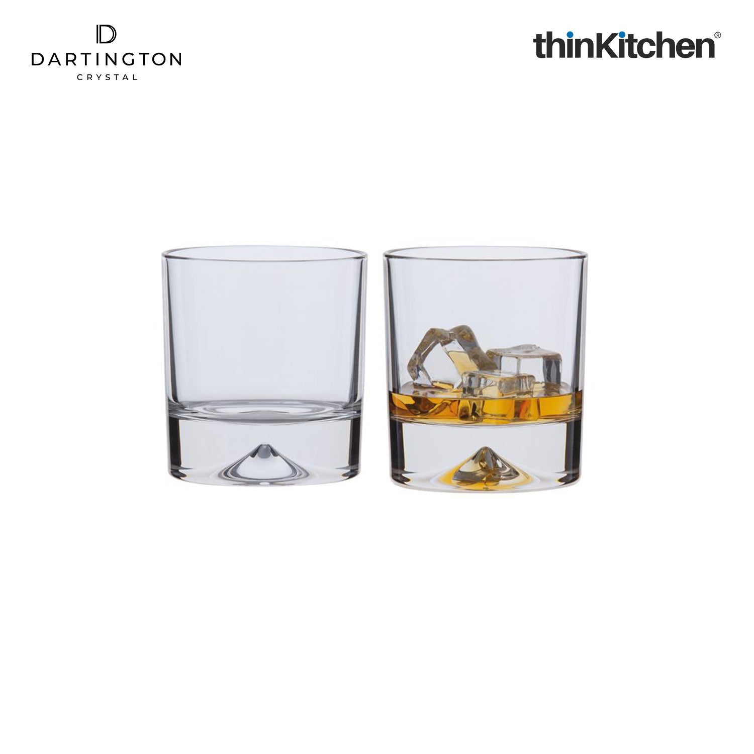 Dartington Dimple Double Old Fashioned Whiskey Glass Tumblers – Set of 2, 285ml - 2