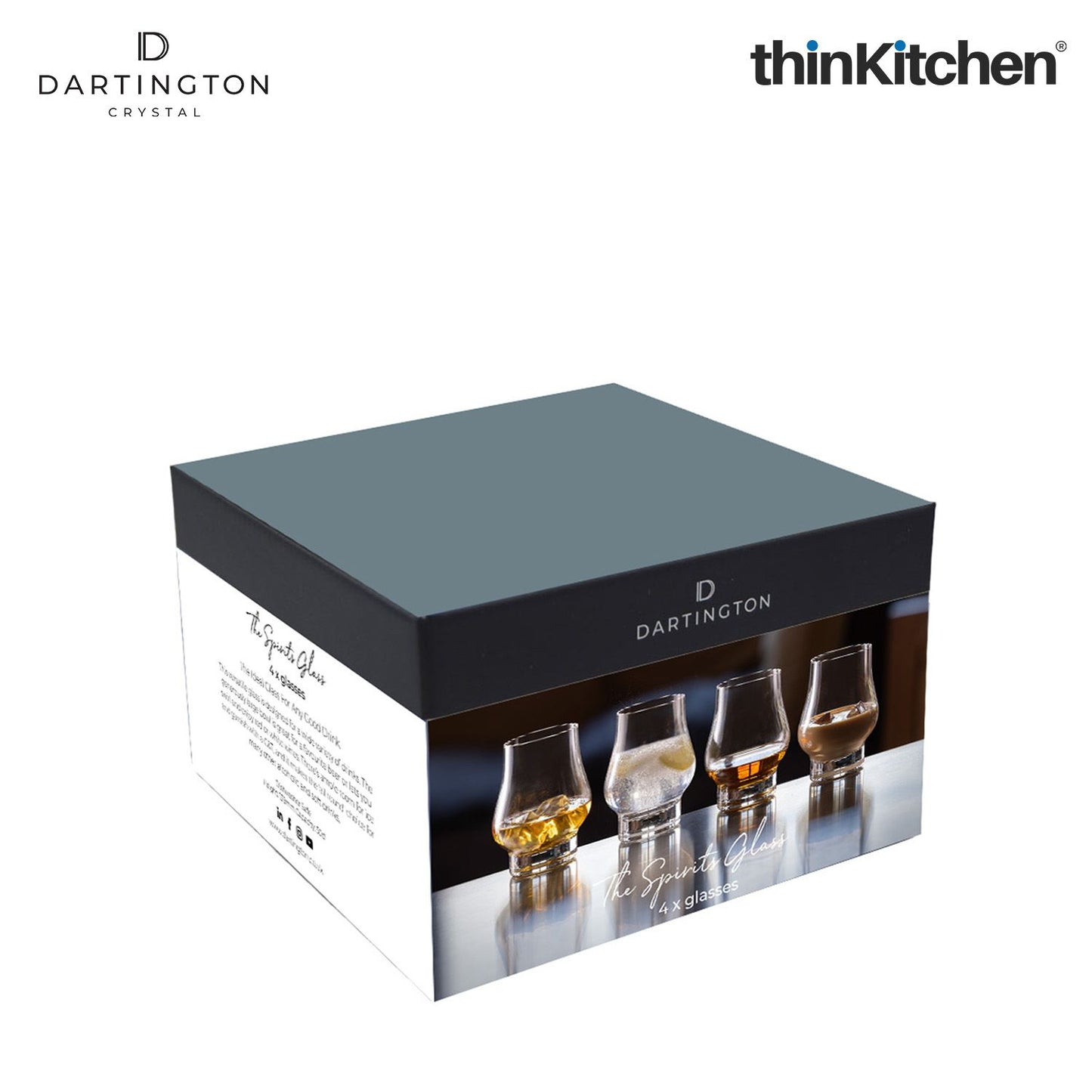 Dartington Crystal Spirits Glass - Set of 4, 285ml Each |Home Bar Tumbler for Whisky, Rum, Gin, Cocktails, Liqueurs | Handcrafted in England