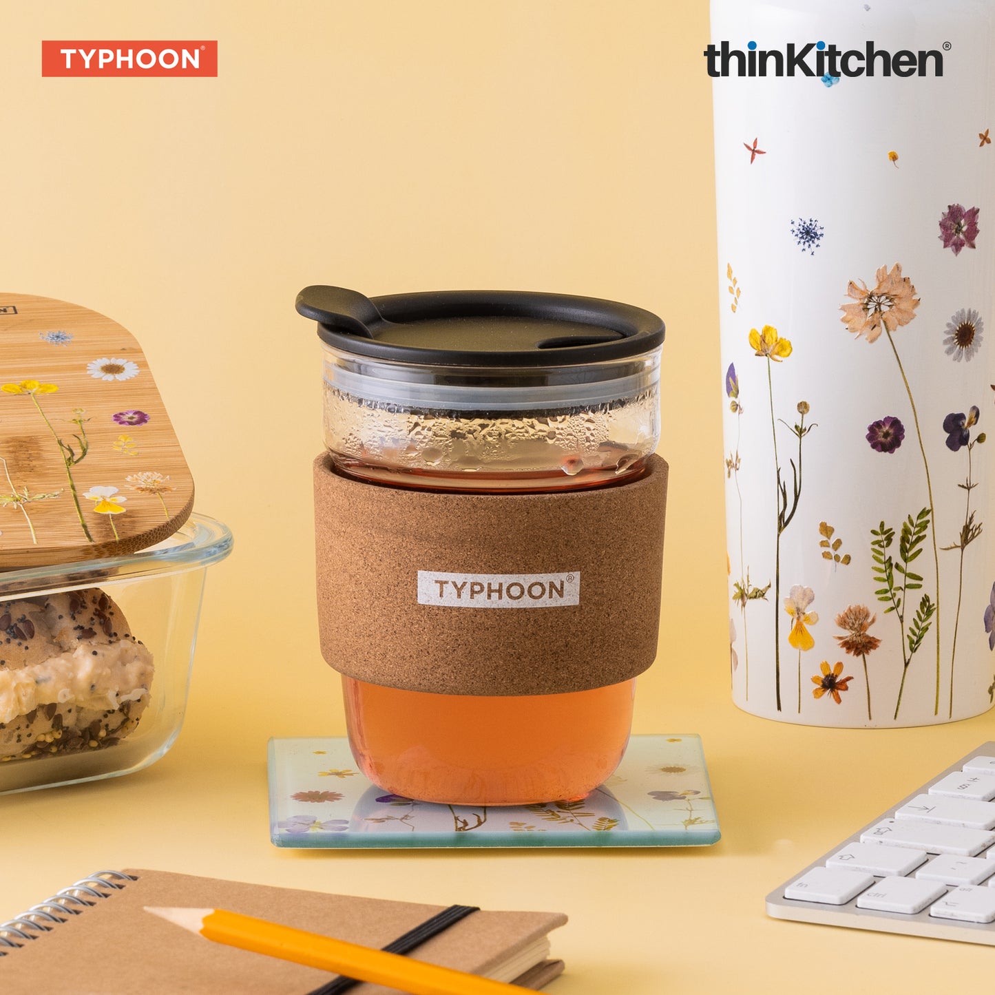Typhoon Pure Botanics Glass Coffee Mug 350ml