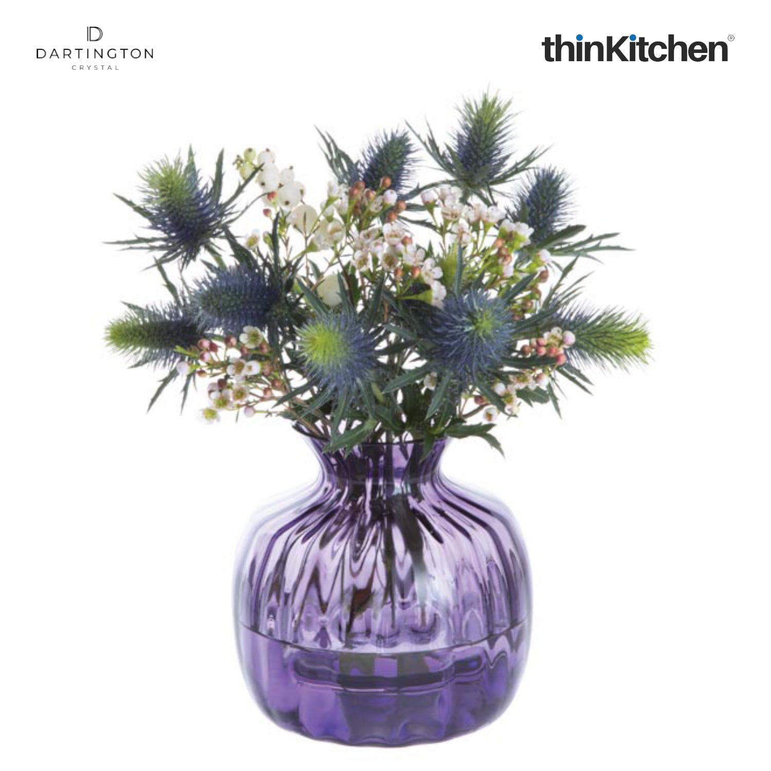 Dartington Crystal Cushion Purple Small Flower Vase | Premium Handmade Amethyst Glass - 3