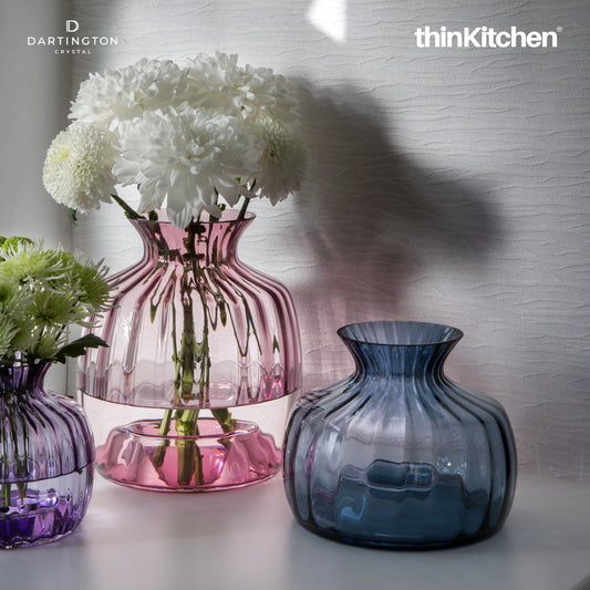 Dartington Crystal Premium Cushion Ink Blue Medium Flower Vase