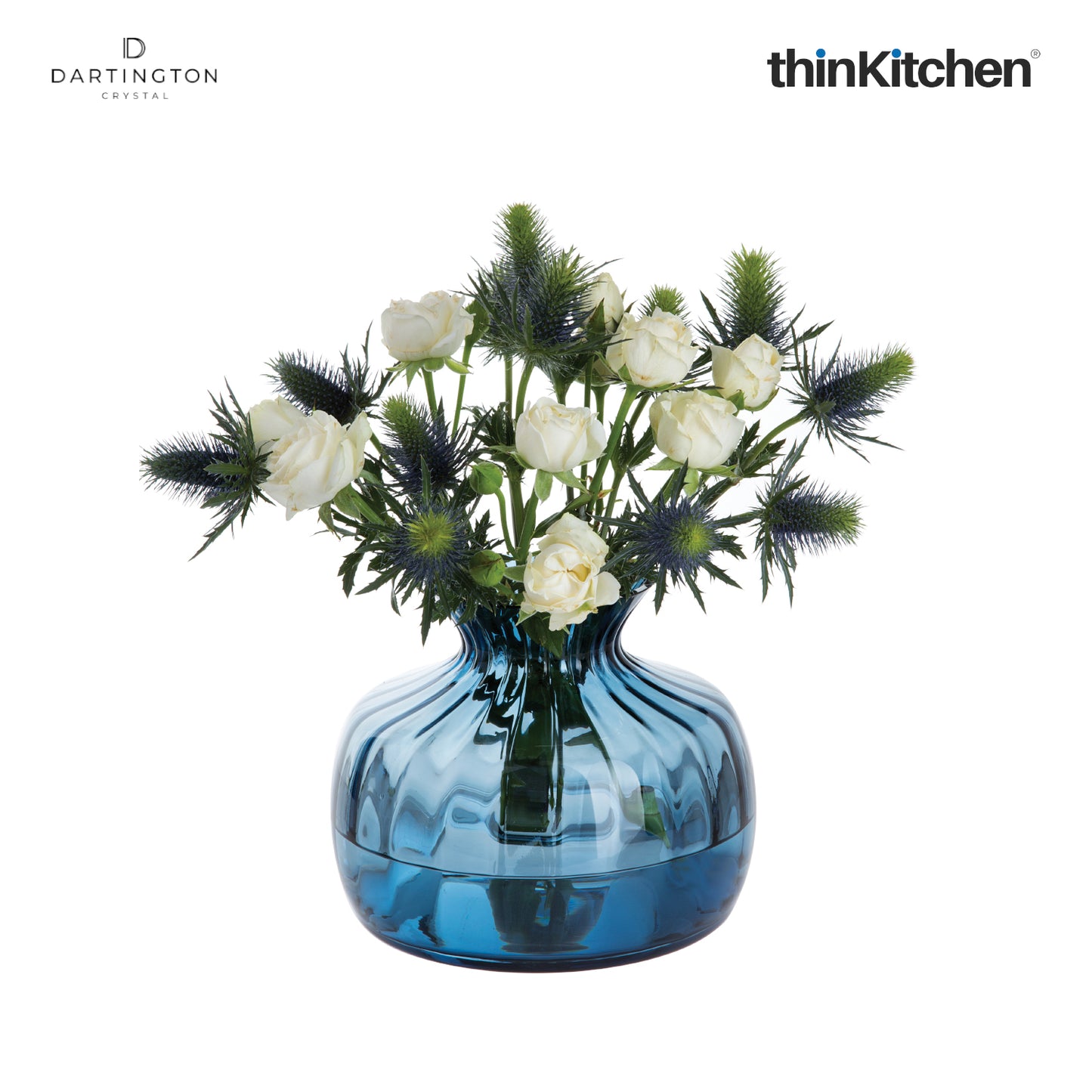 Dartington Crystal Cushion Ink Blue Medium Flower Vase