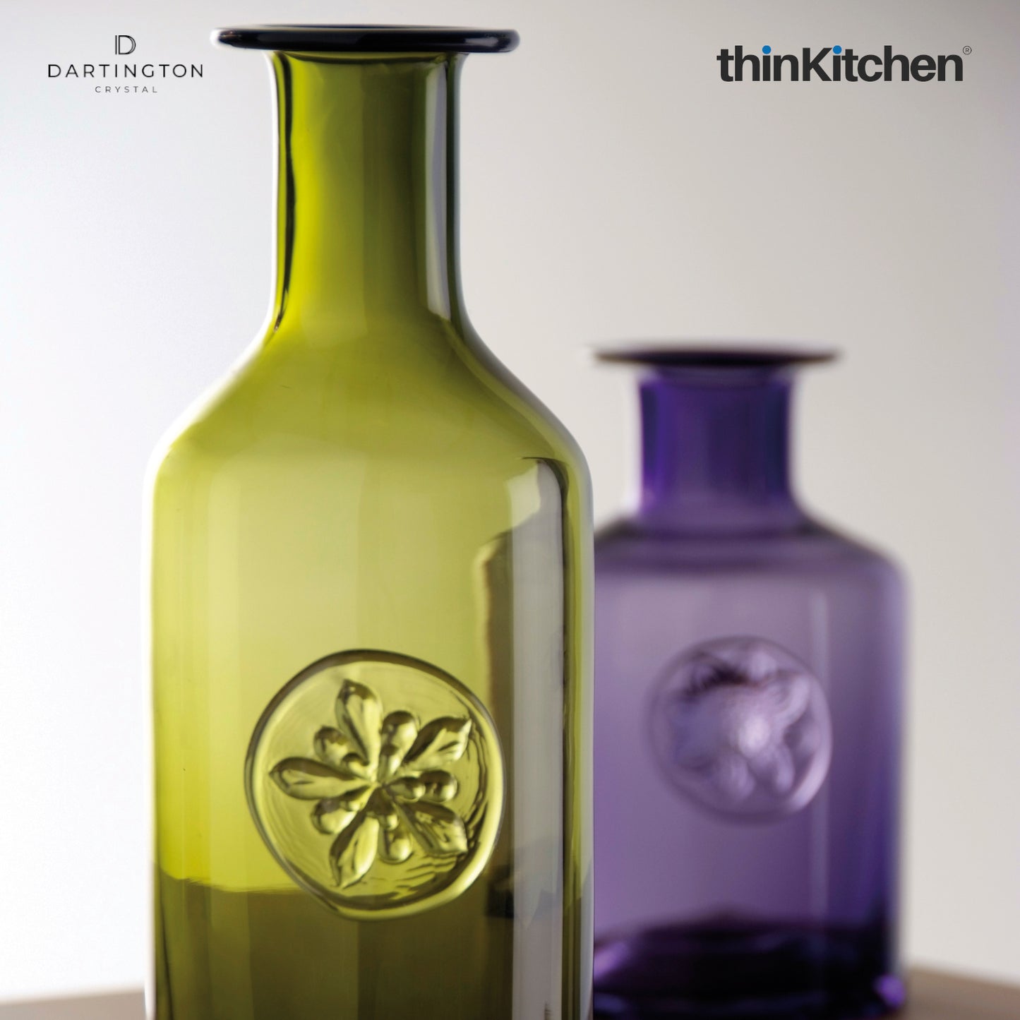 Dartington Crystal Marguerite Olive Green Tall Flower Vase