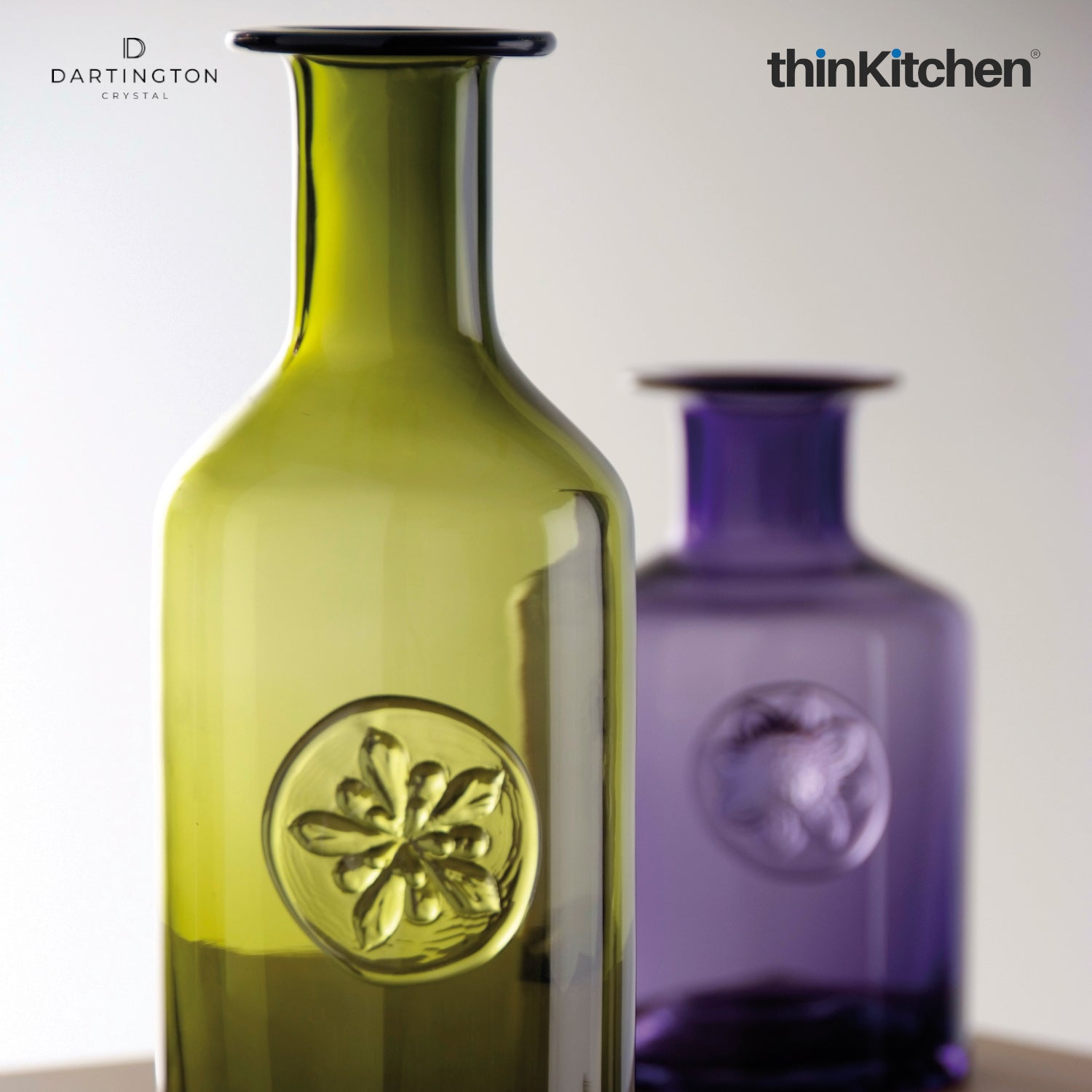 Dartington Crystal Marguerite Olive Green Tall Flower Vase - 2