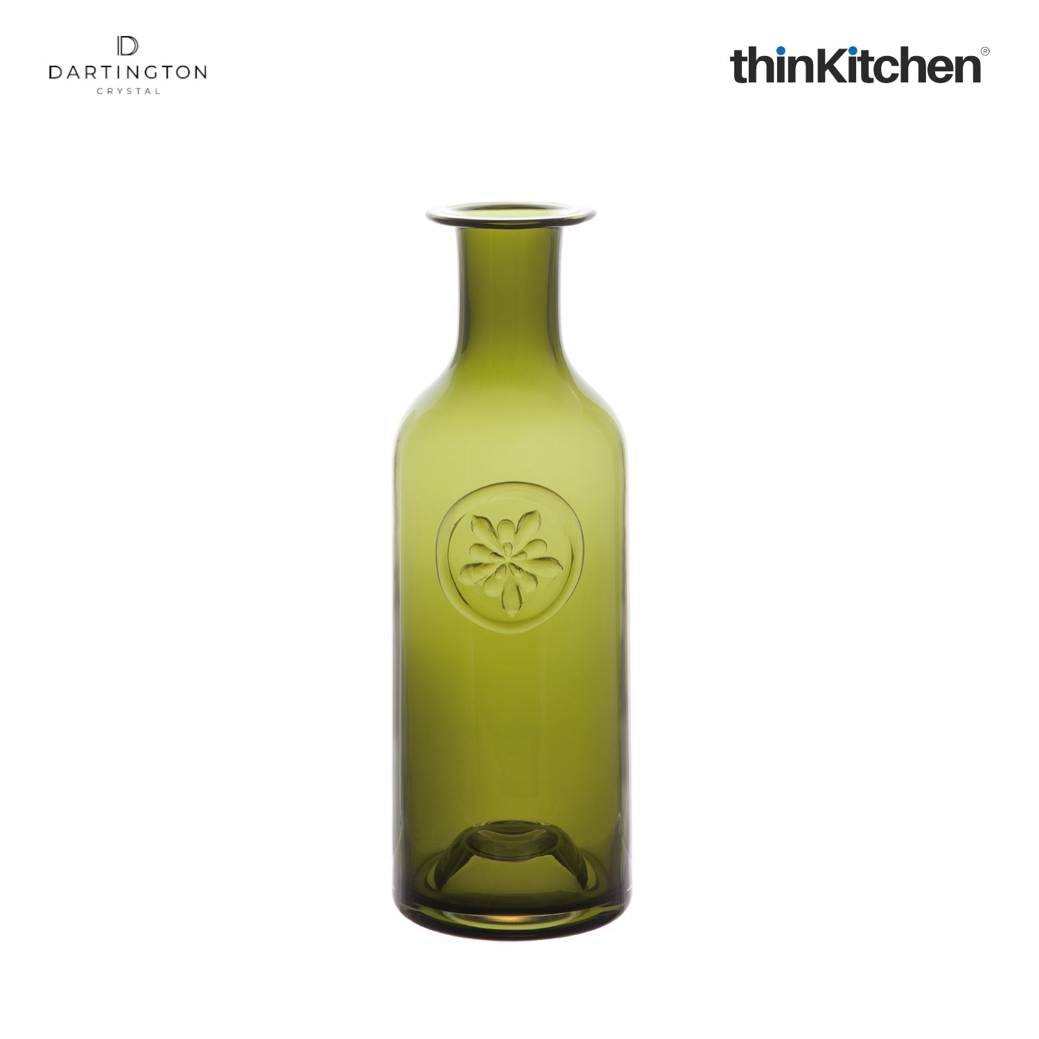 Dartington Crystal Marguerite Olive Green Tall Flower Vase - 3