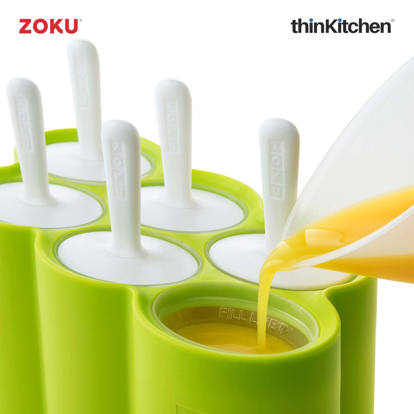 Zoku Green Classic Pop Mold – Popsicle Maker with 6 Ice Pop Molds & Drip Guards | Reusable Popsicle Molds for Homemade Ice Pops, Yogurt & Frozen Treats