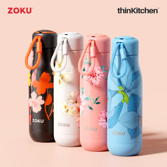 Zoku Sky Lily 355ml Thermo Steel Insulated Kids Water Bottle for Hot & Cold Drinks
