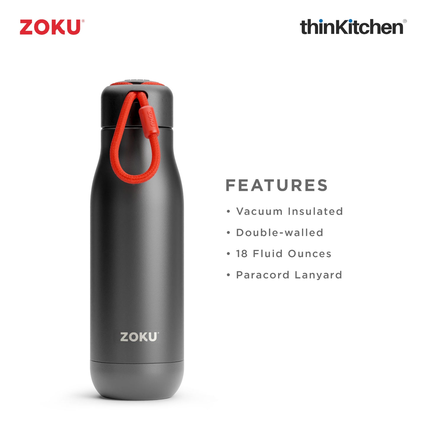 Zoku Stainless Steel Bottle Black 500ml