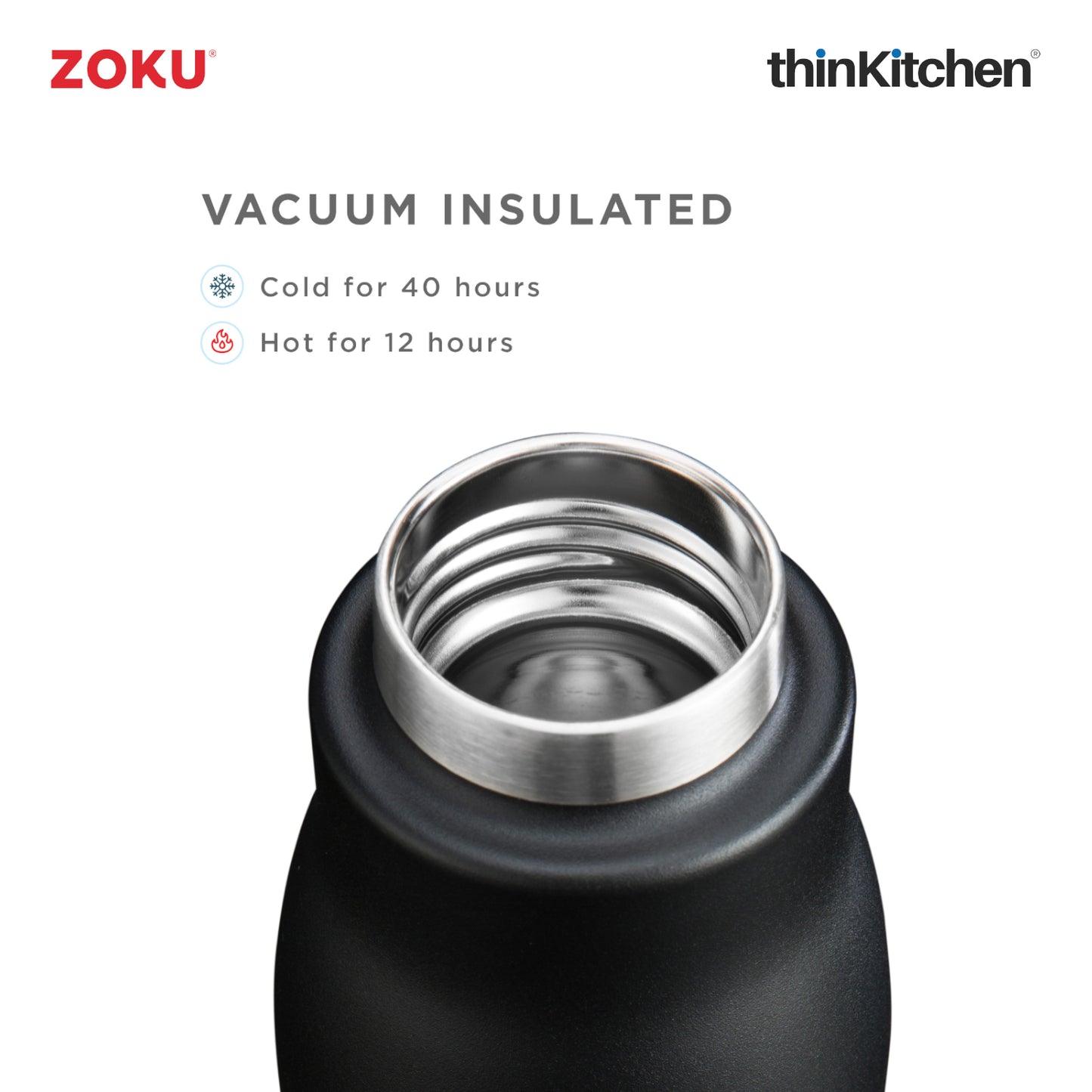 Zoku Stainless Steel Bottle Black 500ml