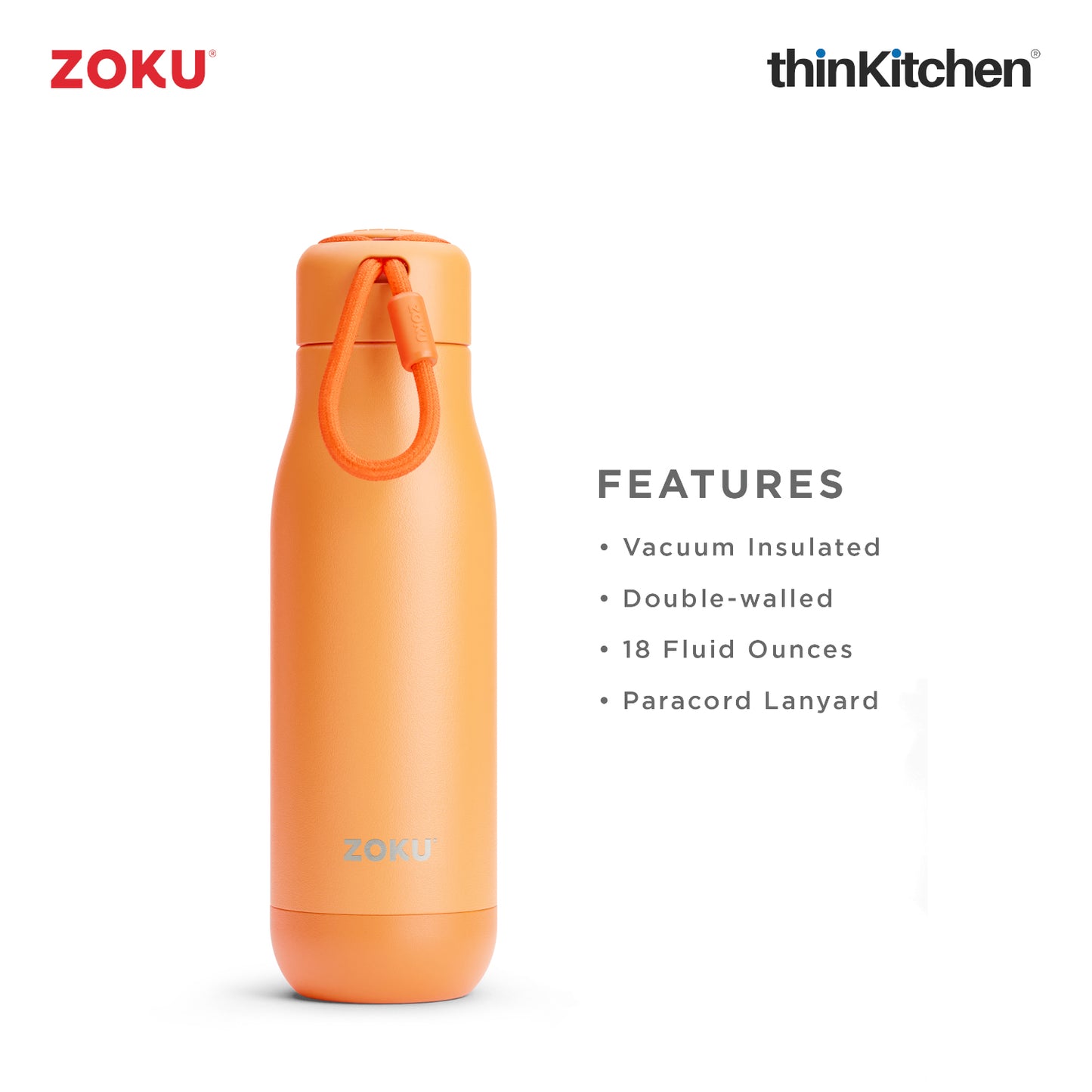 Zoku Stainless Steel Bottle Orange 500ml