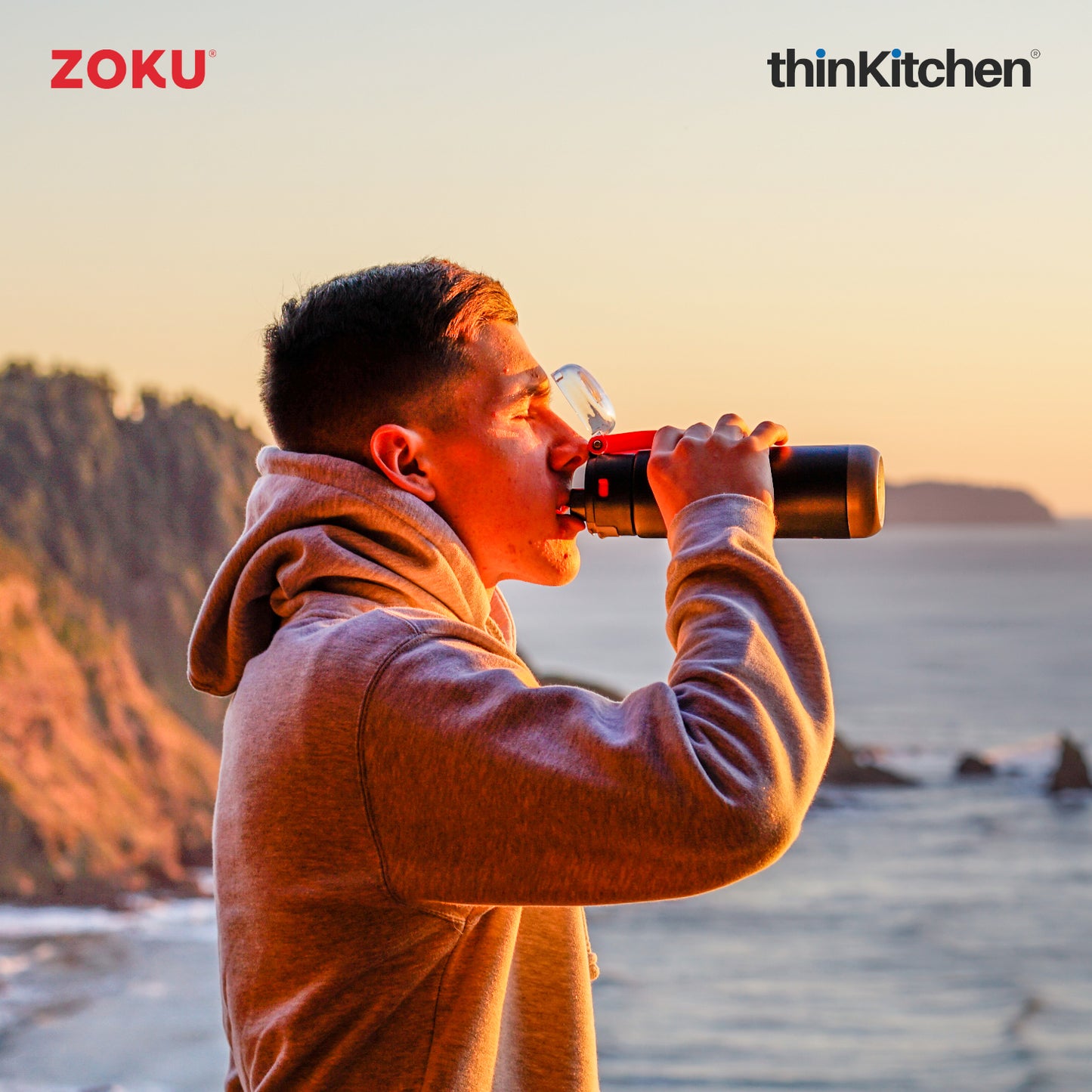 Zoku Black 18oz Stainless Flip Top Bottle