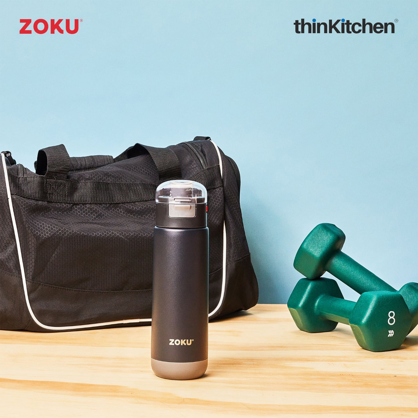 Zoku Black 18oz Stainless Flip Top Bottle