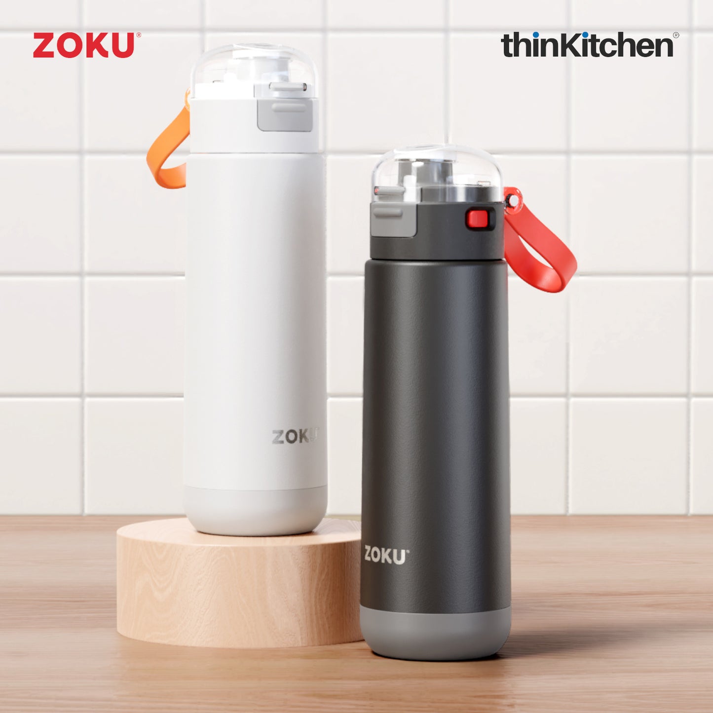 Zoku Black 18oz Stainless Flip Top Bottle