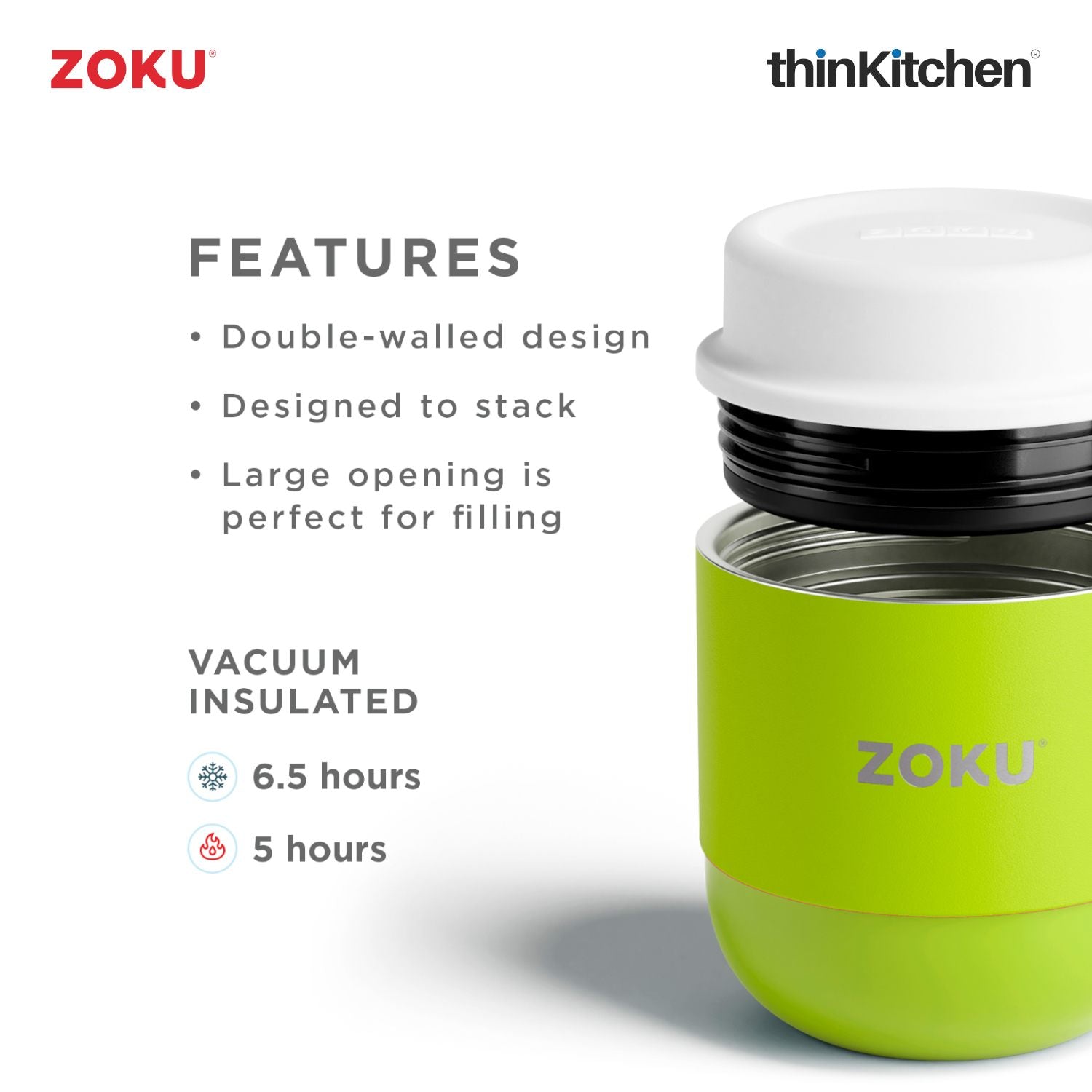 Zoku Stainless Steel Food Jar Lime Green - 9