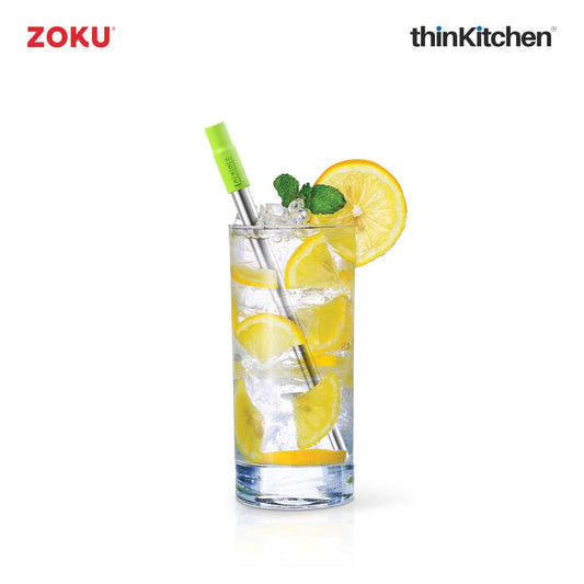 Zoku Collapsible Two Tone Stainless Steel Pocket Straw, Teal