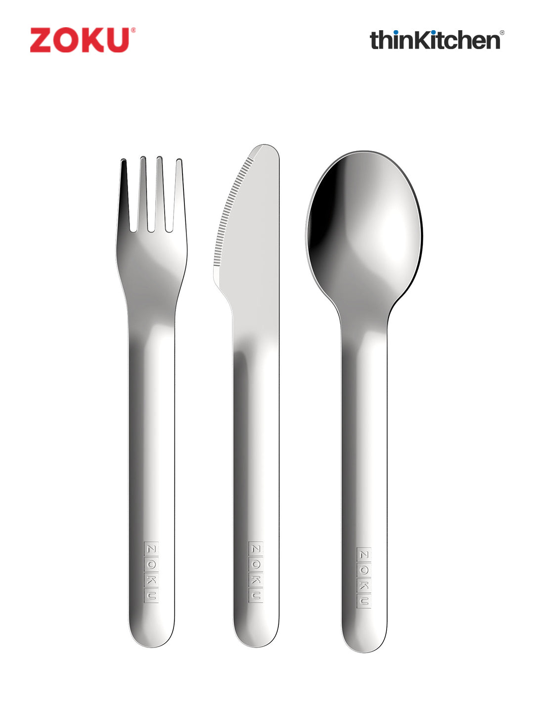 Zoku Teal Pocket Utensils 1 Case, 1 Travel Spoon, 1 Travel Fork, 1 Travel Knife