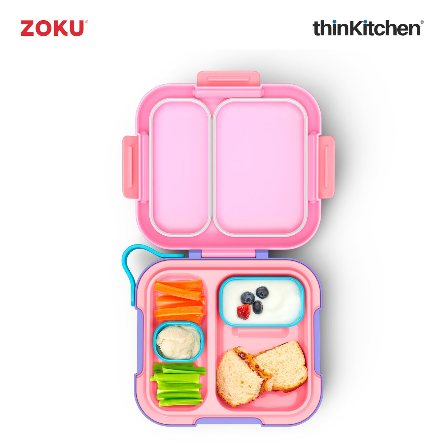 Zoku Premium Pink Neat Bento Box | Leakproof Kids Lunch & Food Container