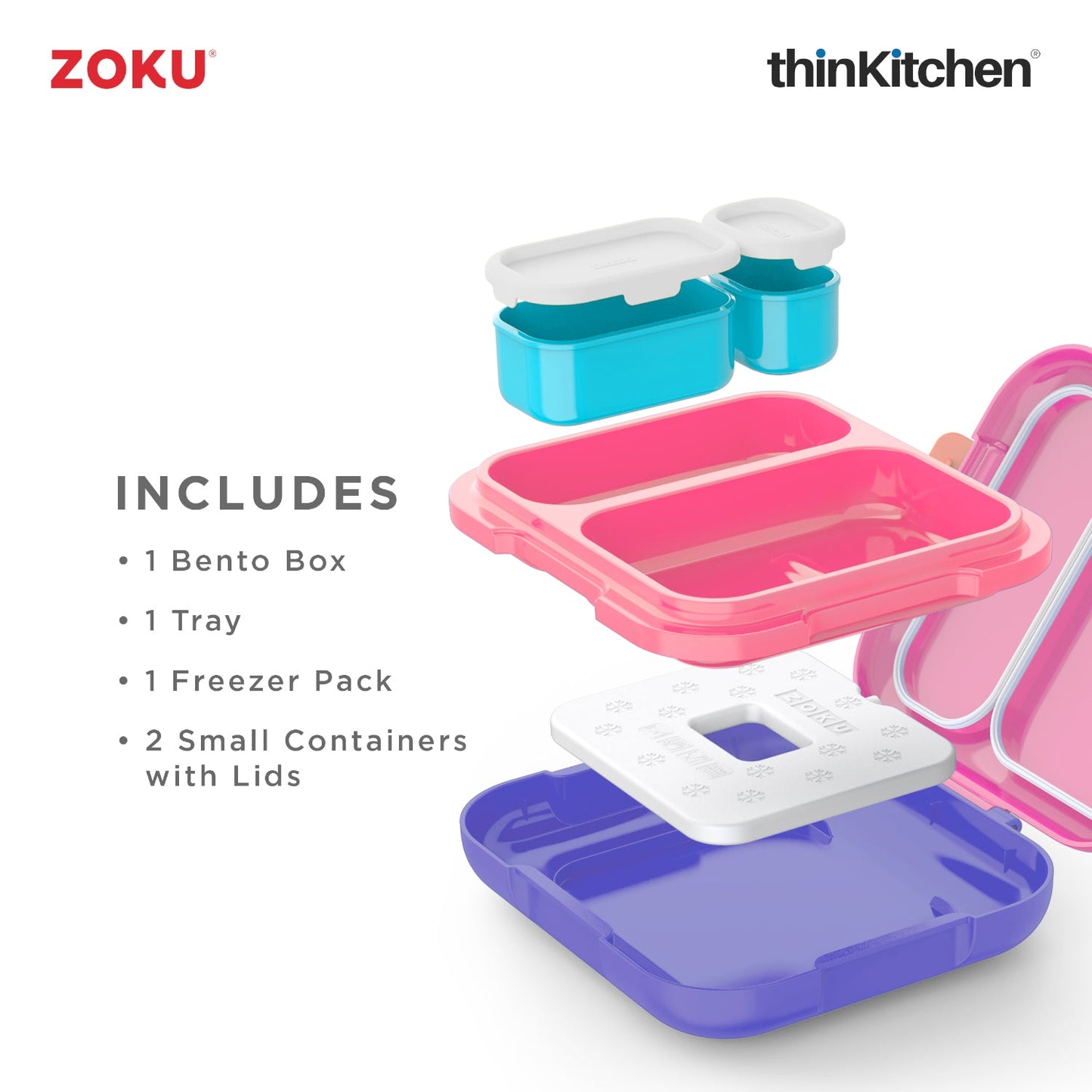 Zoku Pink Party Combo Set- Neat Bento Box x Flip Gulp Bottle