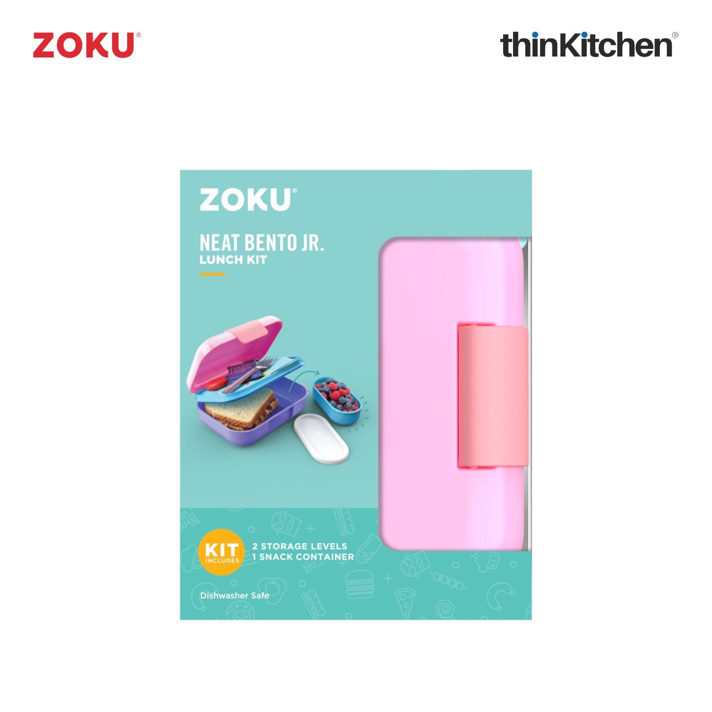Zoku Neat Bento Jr Kids Lunch Box Pink | Tiffin Box For Kids