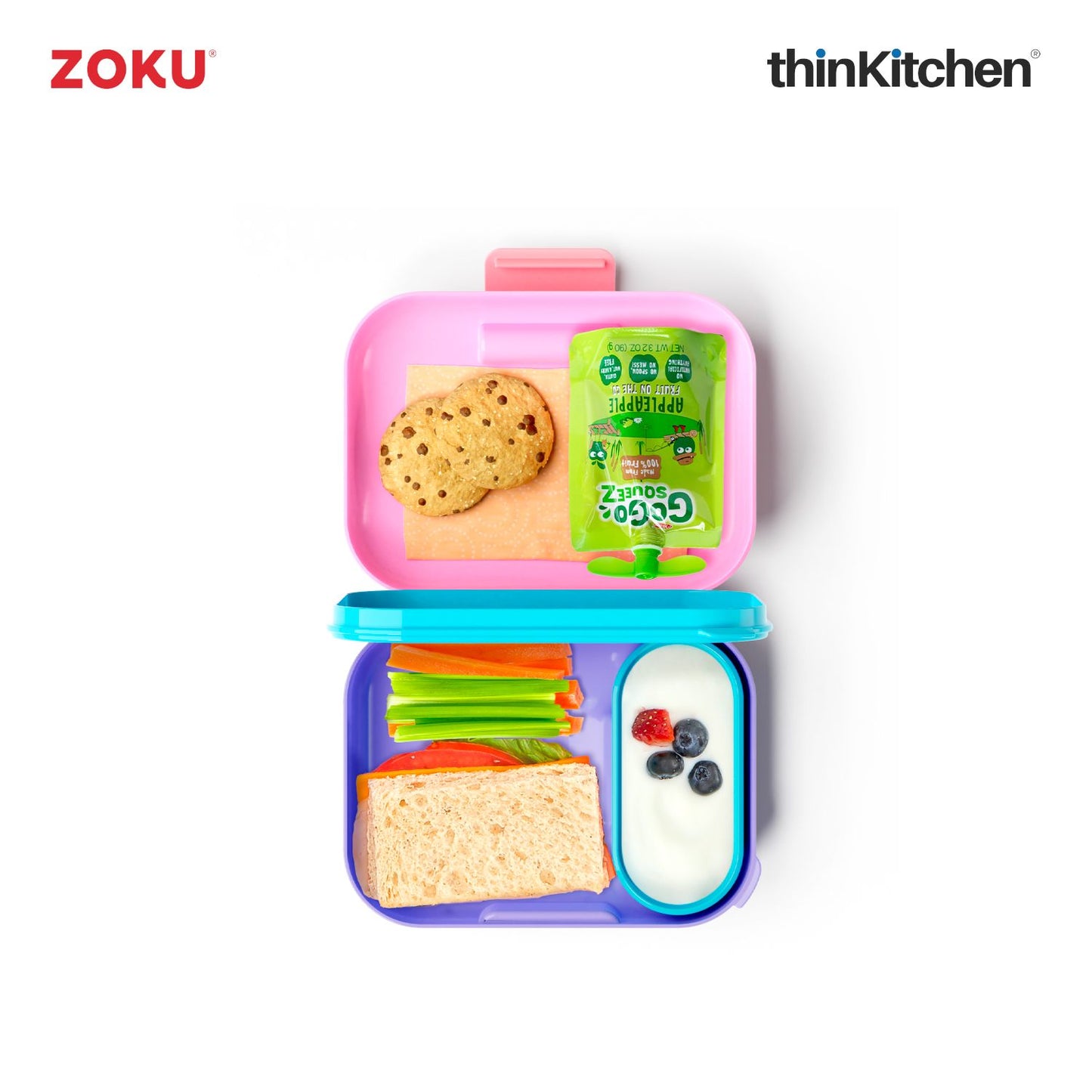 Zoku Neat Bento Jr Kids Lunch Box Pink | Tiffin Box For Kids