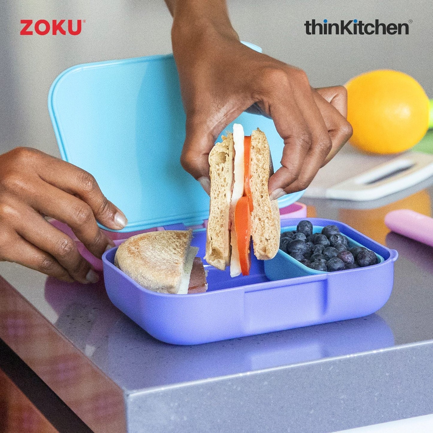 Combo Set of Zoku Bento Kids Lunch Box and Typhoon Pure Color-change Dinosaur Bottle