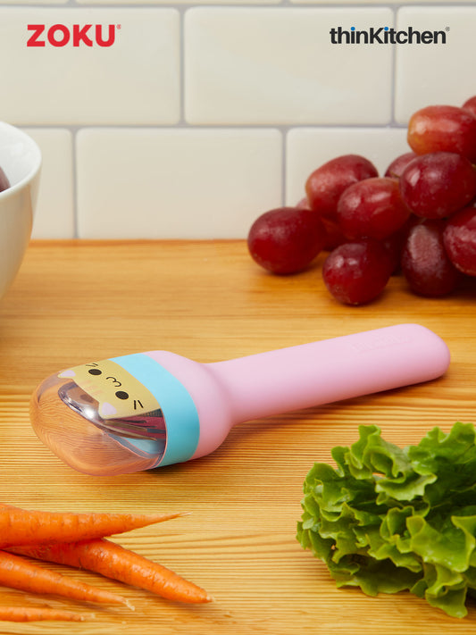 Zoku 3-Piece Kids Stainless Steel Pocket Utensil - Pink | Fork, Knife, Spoon in Travel Case
