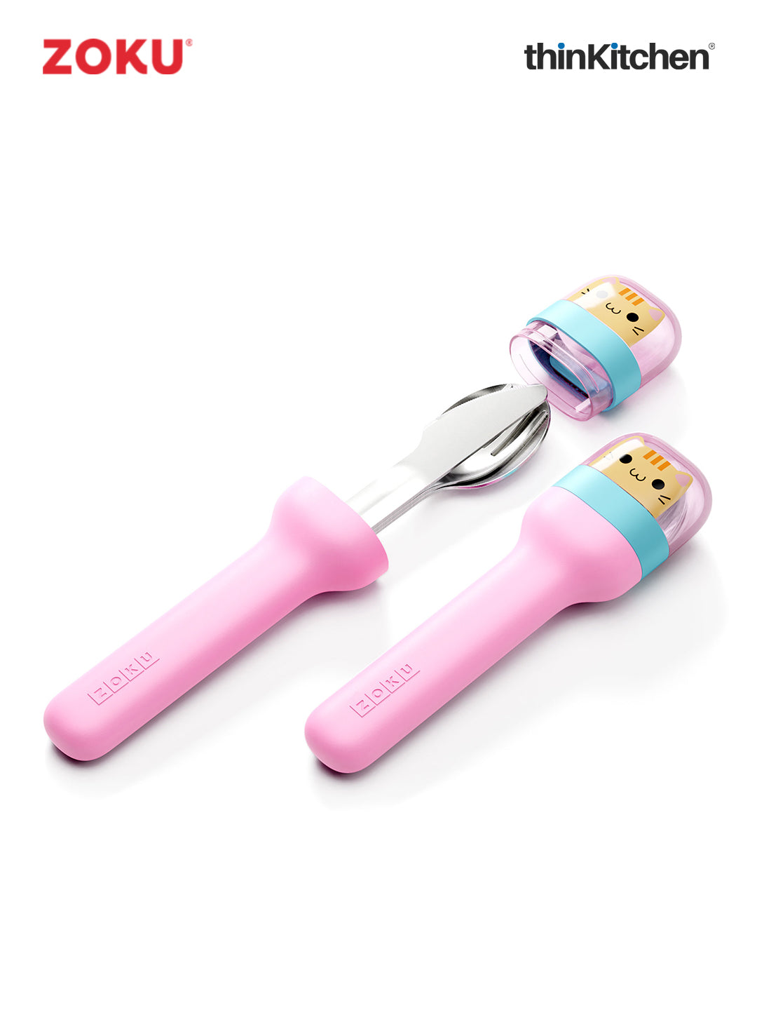 Zoku Stainless Steel Kids Pocket Utensil Sets (Unicorn & Kitty combo sets)